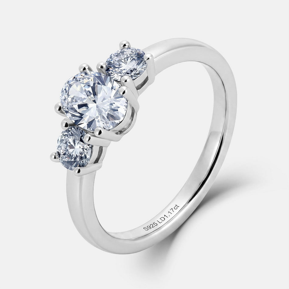 Classic Three Stone Lab Grown Diamond Ring – image 6