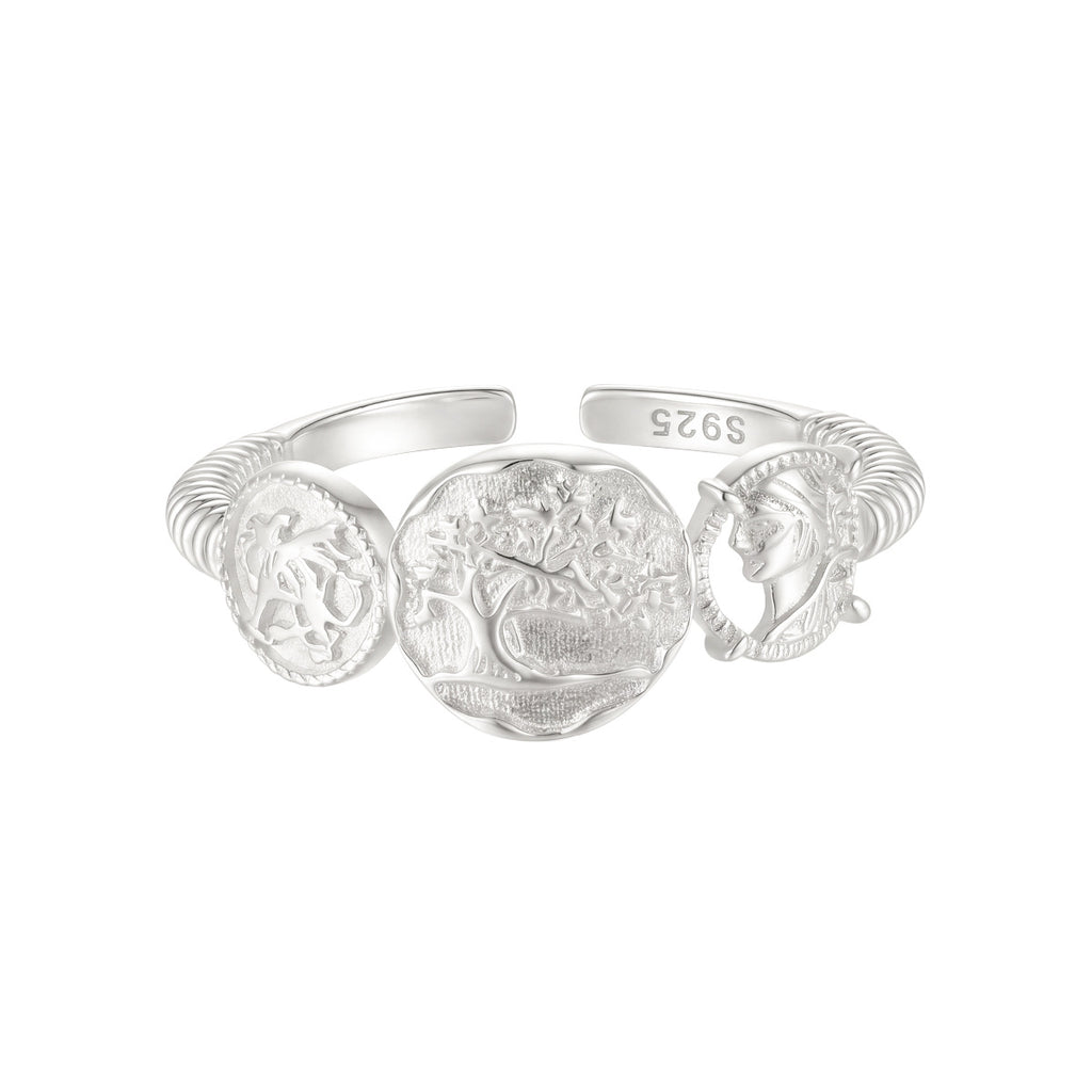 Tree of Life and Face Medallion Open Ring