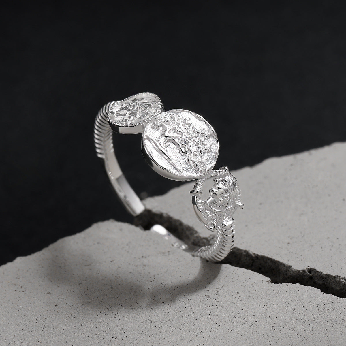 Tree of Life and Face Medallion Open Ring – wholesale open ring