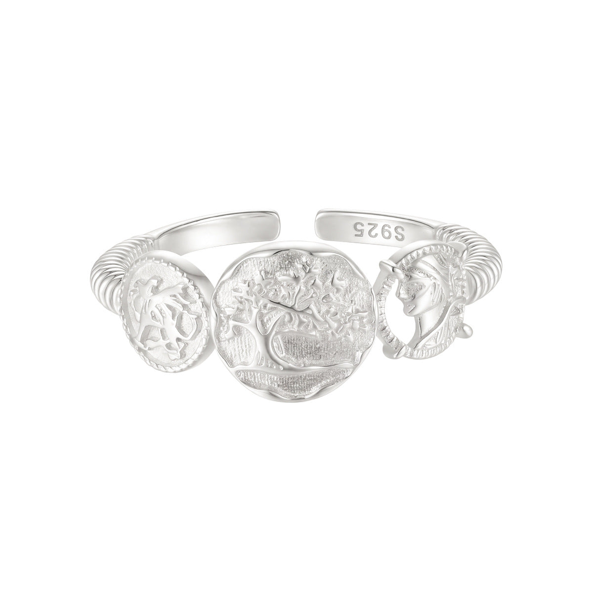 Tree of Life and Face Medallion Open Ring – image 6