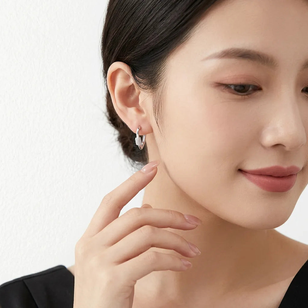 Triangle Moissanite Hoop Earrings – image 4