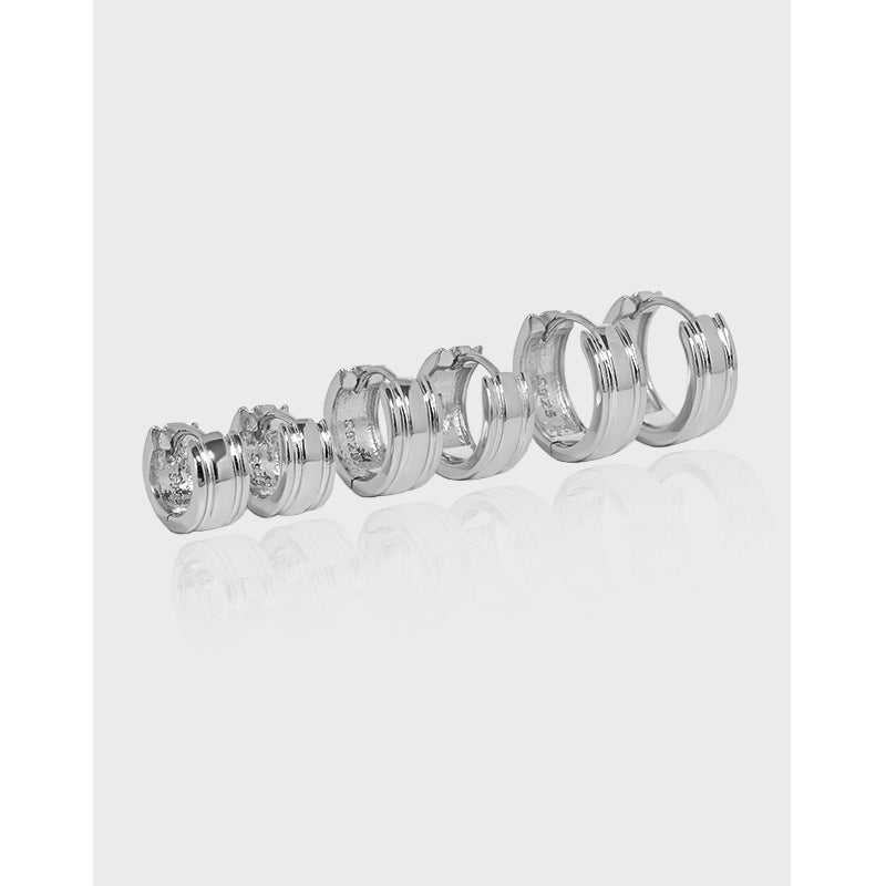 Minimalist Triple Ridge Hoop Earrings