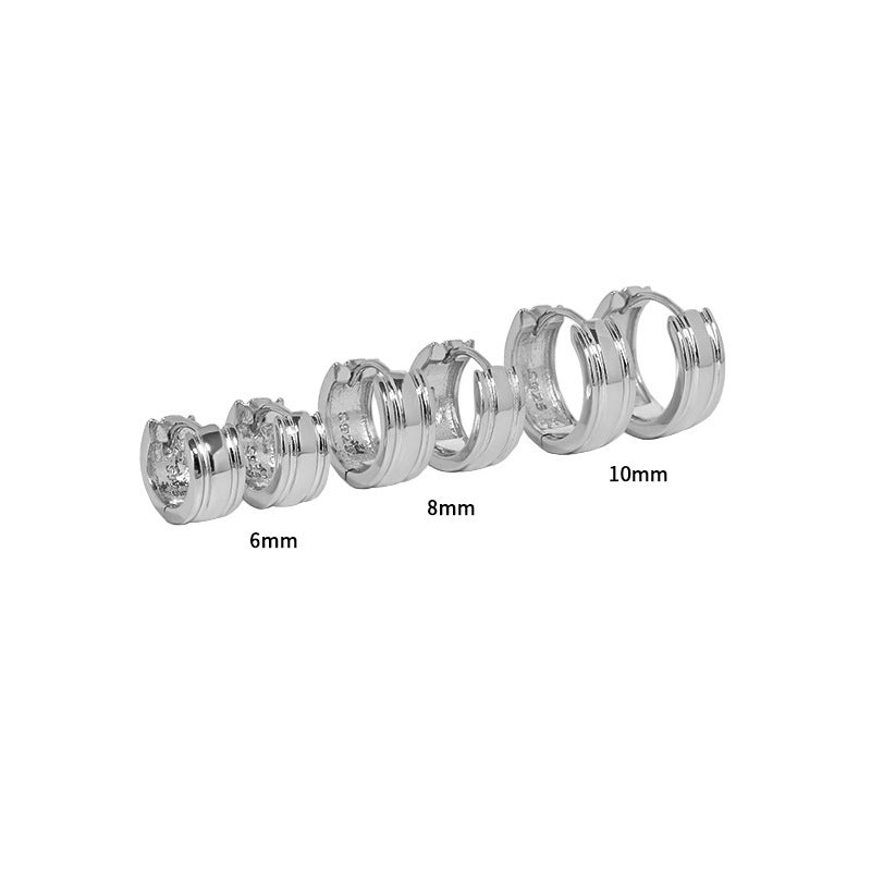Minimalist Triple Ridge Hoop Earrings – image 5