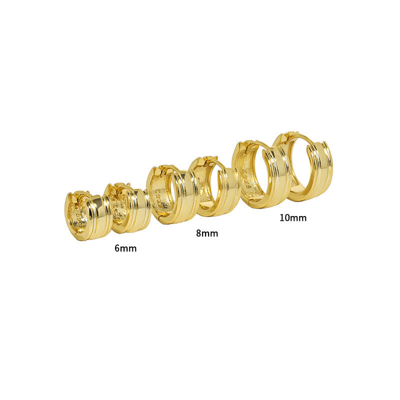 Minimalist Triple Ridge Hoop Earrings – image 6