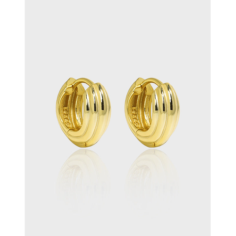 Triple Ridge Huggie Earrings