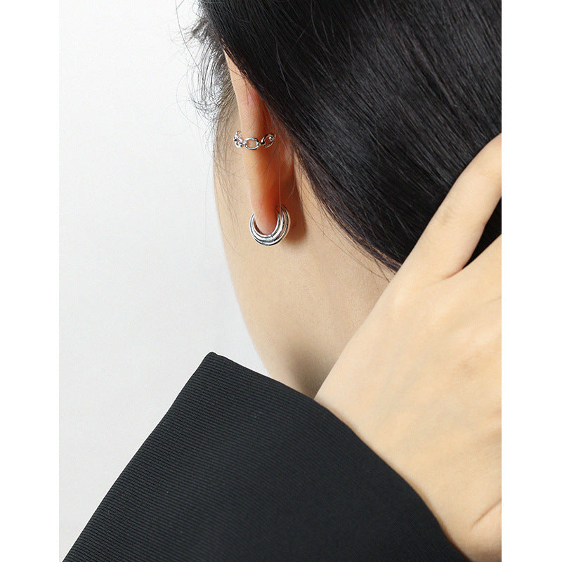 Triple Ridge Huggie Earrings – image 4