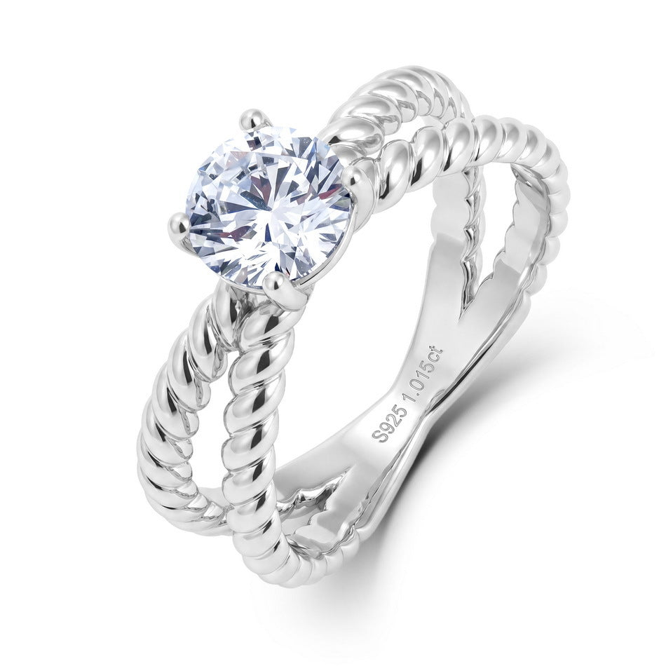 Twisted Shank Round Lab Grown Diamond Ring