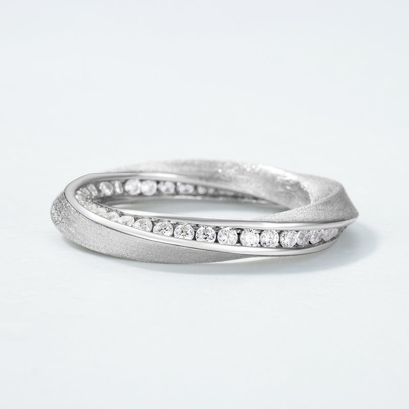 Twist Zircon Inlaid Ring – wholesale silver rings