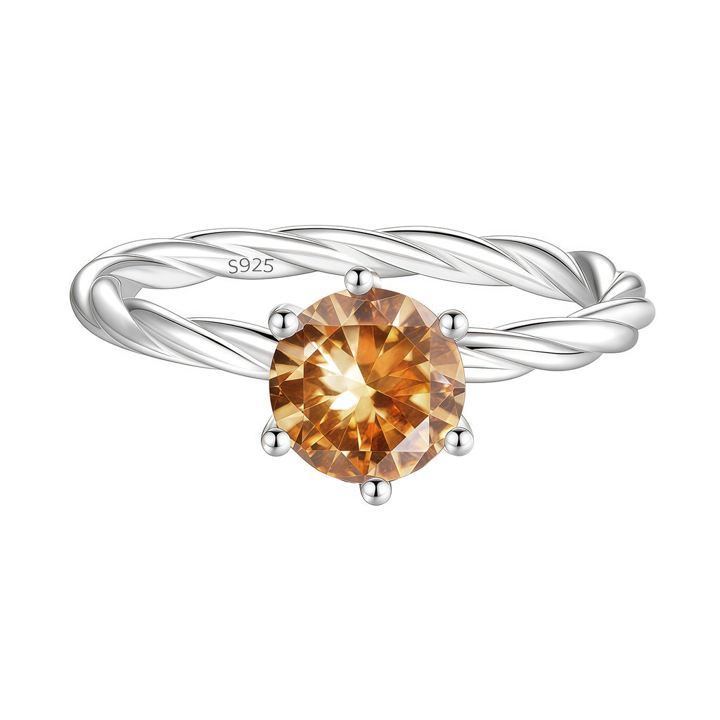 Twisted-Band Colorful Moissanite Ring – image 12