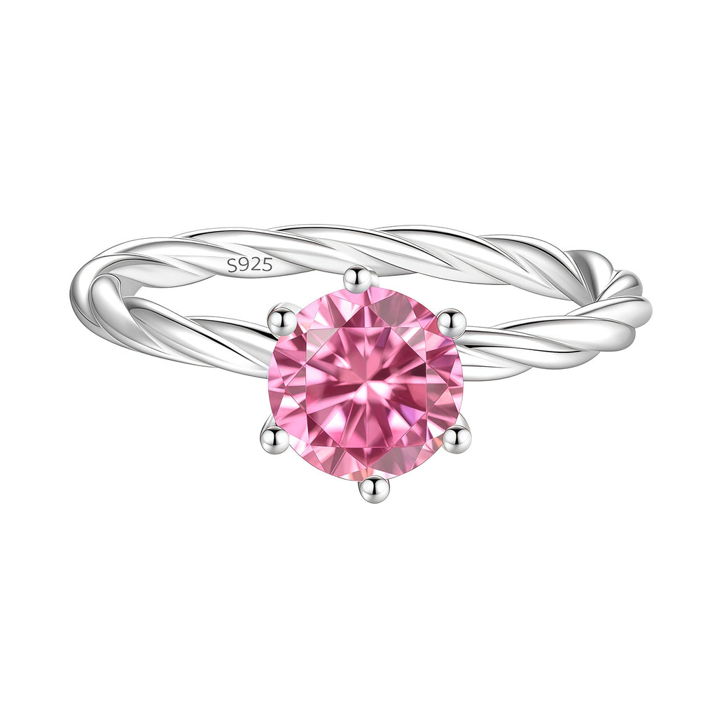 Twisted-Band Colorful Moissanite Ring – image 6