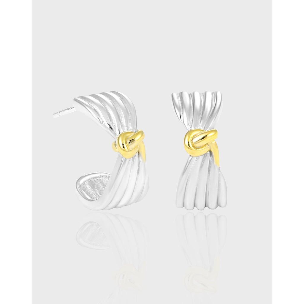 Sculptural Two-Tone Pleated Bow Studs