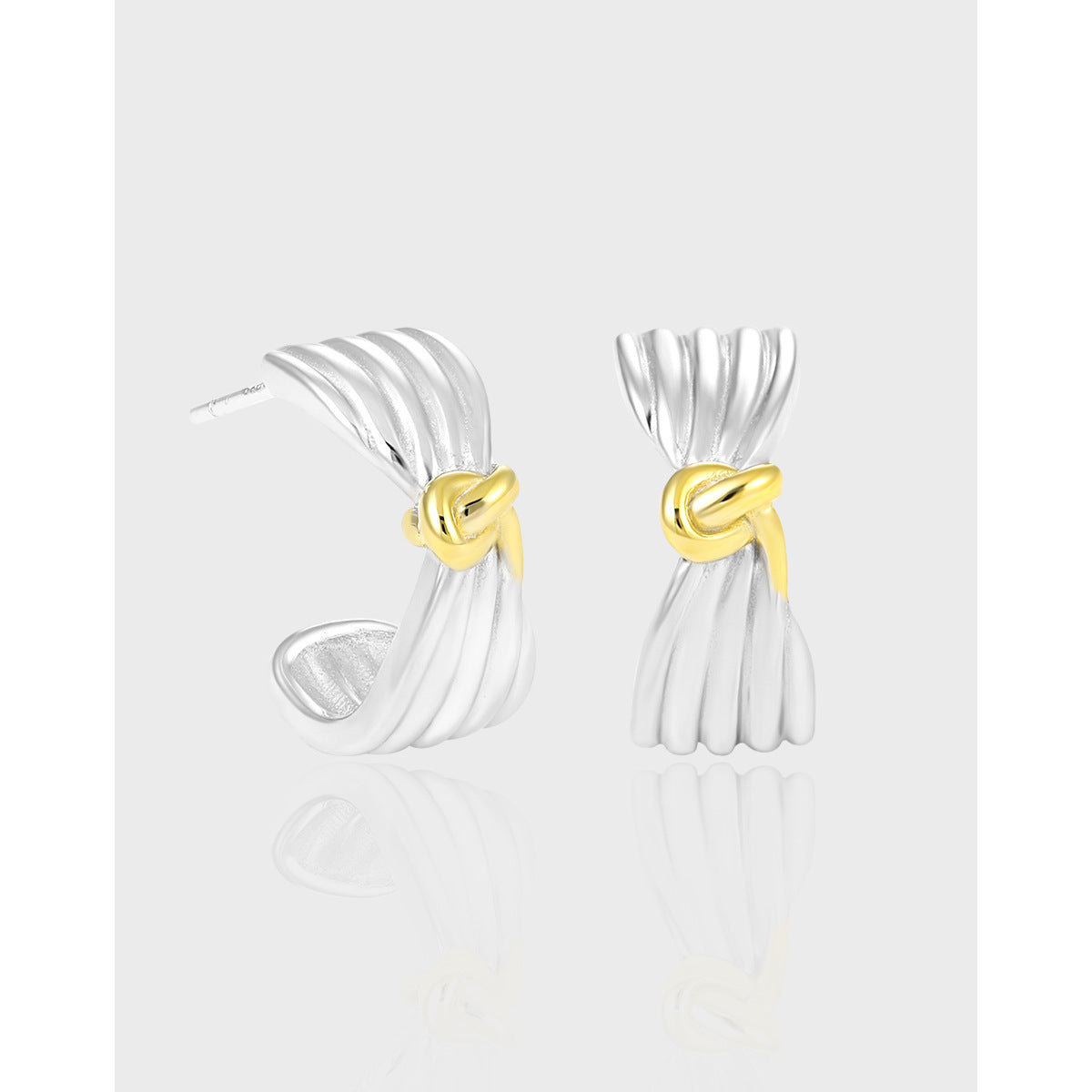 Sculptural Two-Tone Pleated Bow Studs