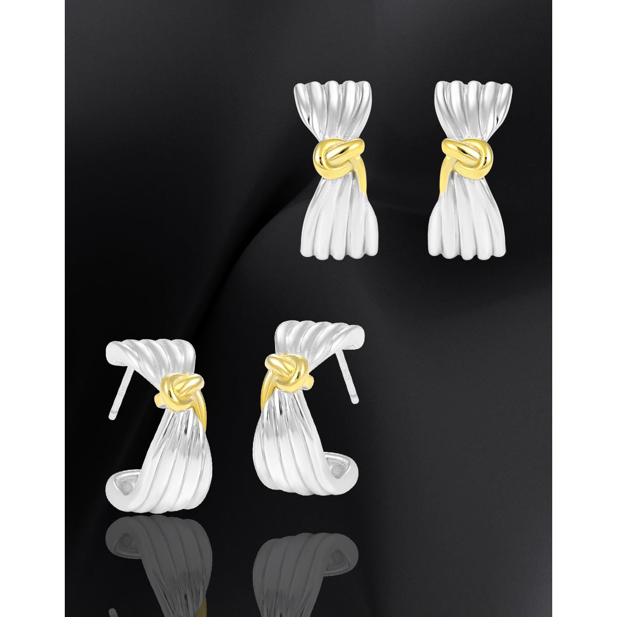 Sculptural Two-Tone Pleated Bow Studs – stud earrings in bulk