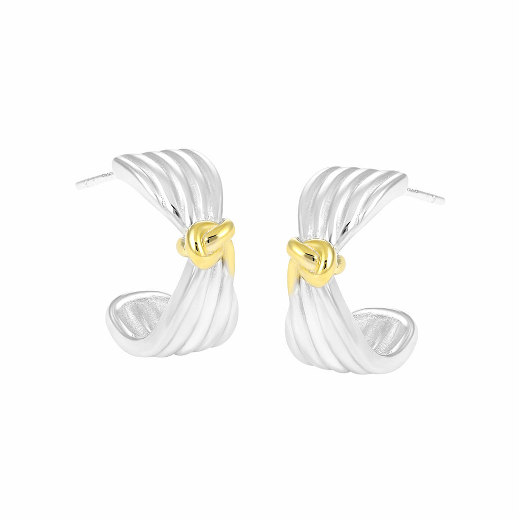 Sculptural Two-Tone Pleated Bow Studs – image 5