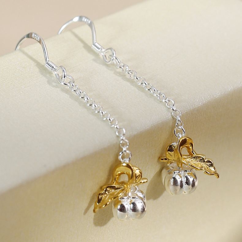 Two-Tone Halloween Pumpkin Drop Earrings – wholesale earrings in bulk