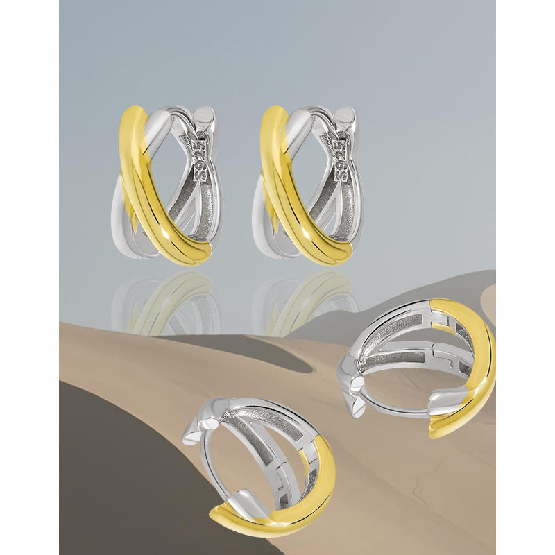 Two-Tone Crisscross Huggie Hoop Earrings – earring hoops in bulk