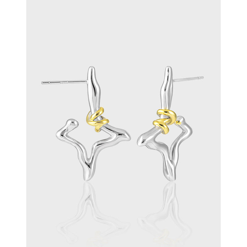 Two-Tone Open Star Stud Earrings