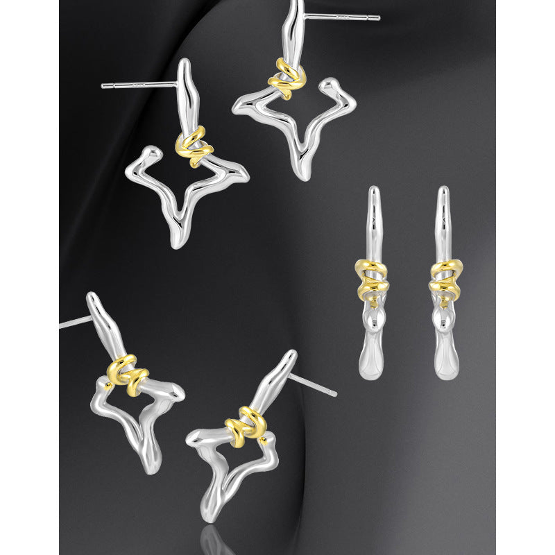 Two-Tone Open Star Stud Earrings – stud earrings in bulk
