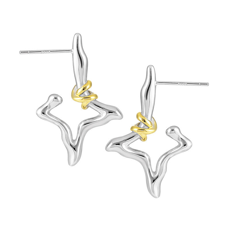 Two-Tone Open Star Stud Earrings – image 5