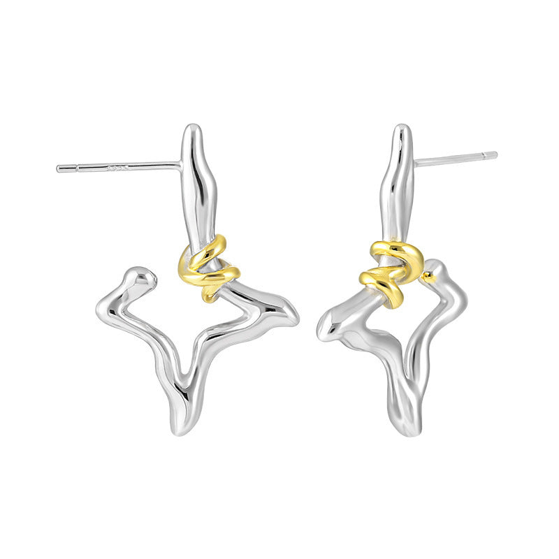 Two-Tone Open Star Stud Earrings – image 6
