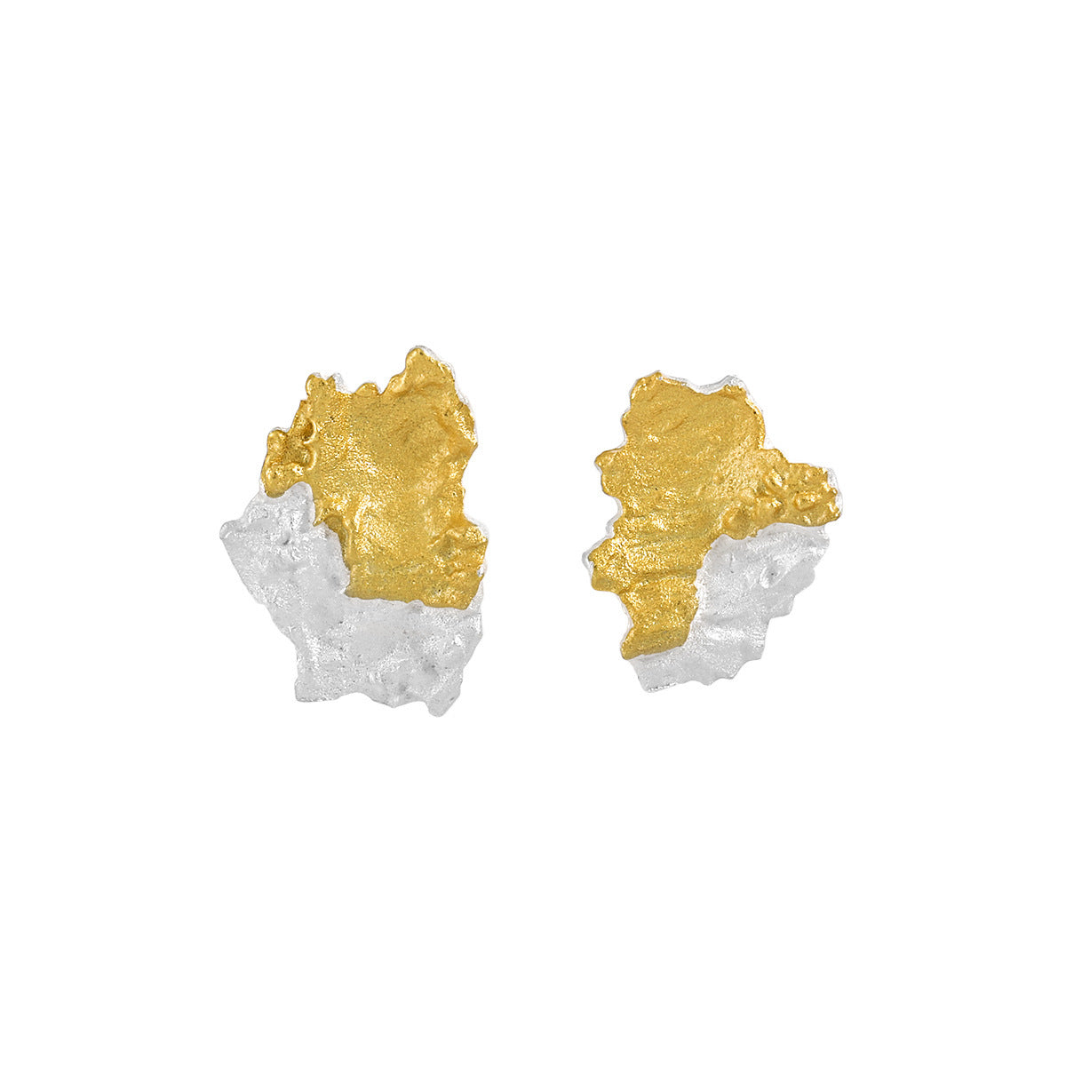 Two-Tone Raw Texture Stud Earrings – image 6