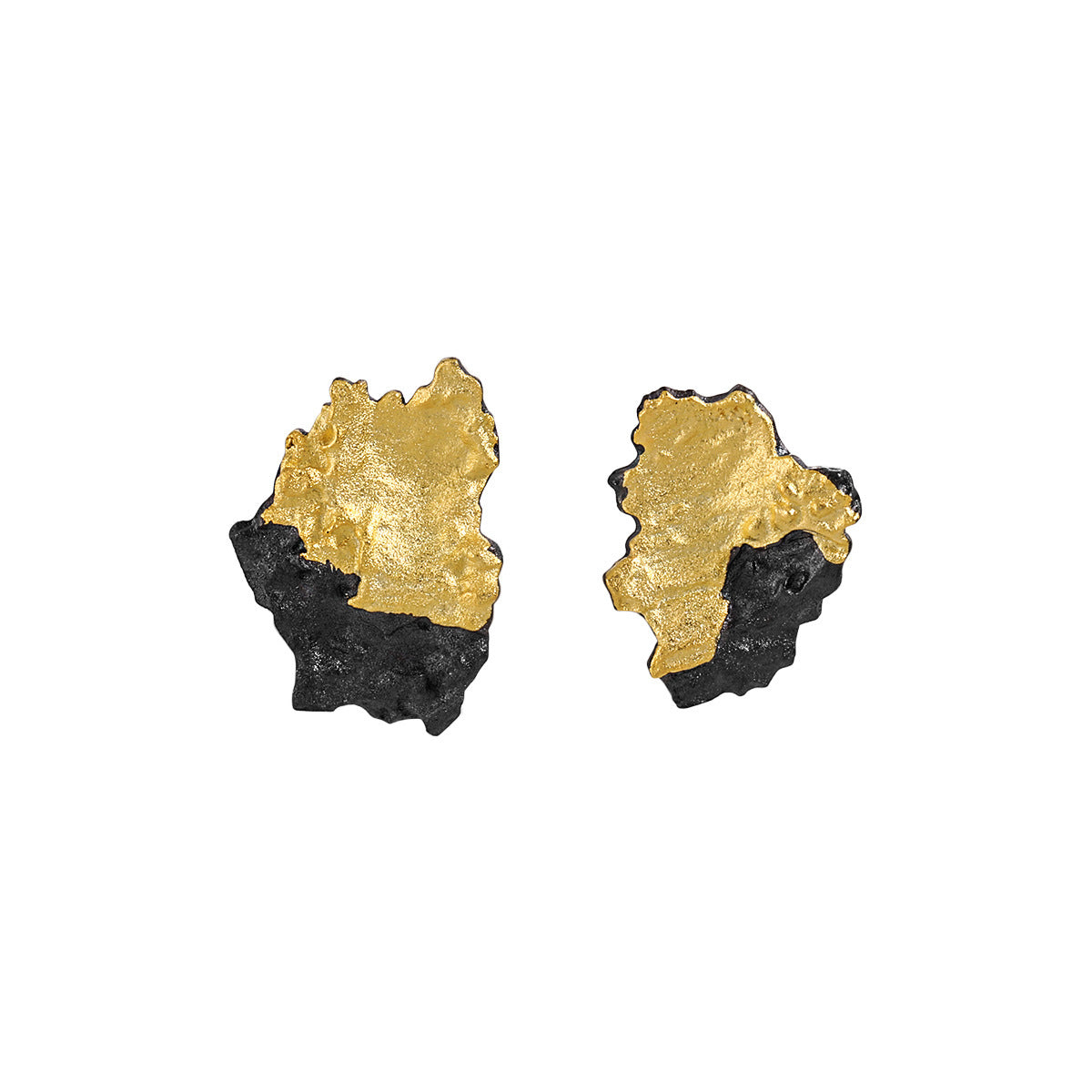 Two-Tone Raw Texture Stud Earrings – image 7