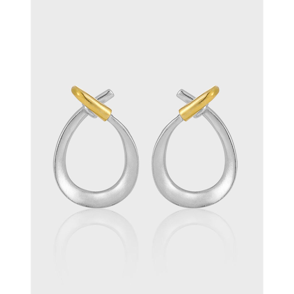 Two-Tone Teardrop Dangle Earrings