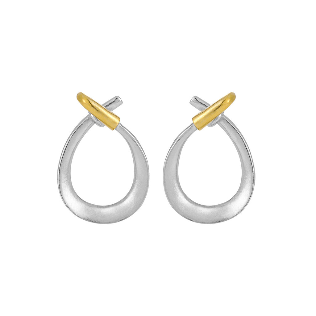 Two-Tone Teardrop Dangle Earrings – image 6