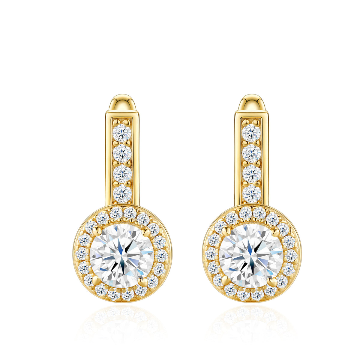U-Shaped Gold-Tone 0.5ct Moissanite Stud Earrings