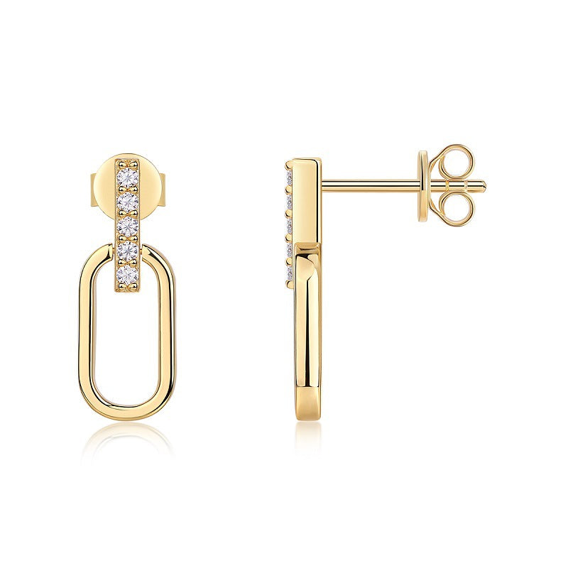 U-Shaped Gold-Tone Mini Moissanite Stud Earrings