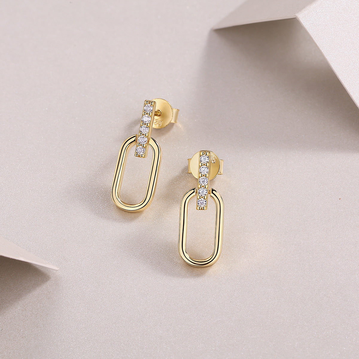 U-Shaped Gold-Tone Mini Moissanite Stud Earrings – wholesale moissanite jewelry