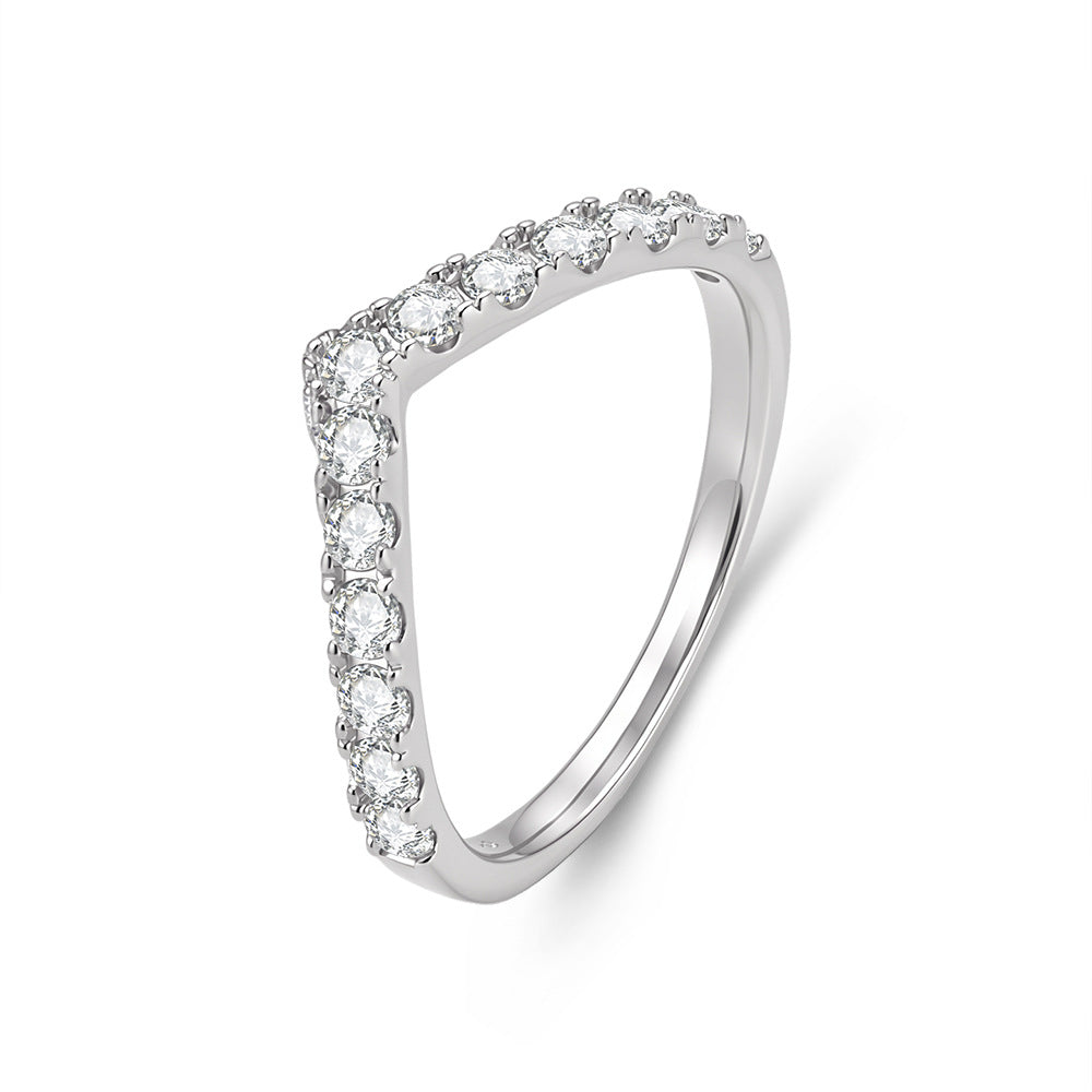 V Shape Moissanite Band Ring