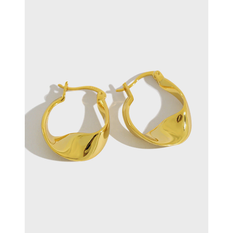 Sculptural Fluid Wave Hoop Earrings