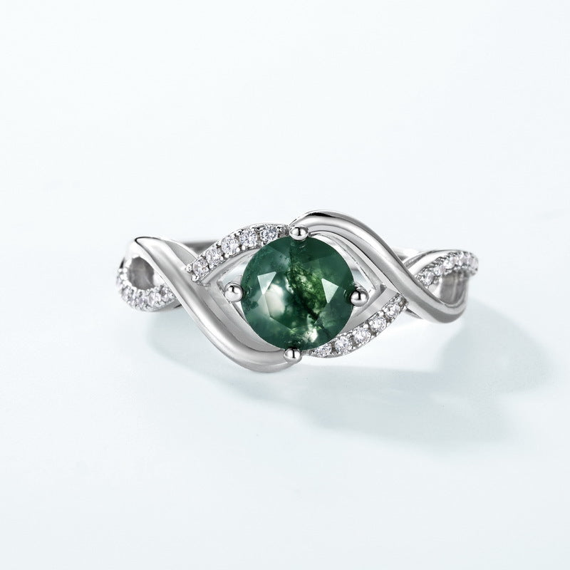 Wavy Green Moss Ring