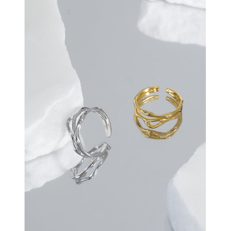 Organic Wavy Openwork Ring – wholesale silver rings