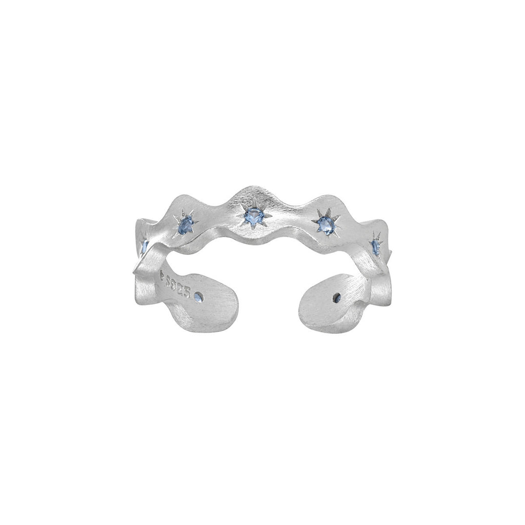 Matte Wavy Stone-Accented Open Ring – image 5