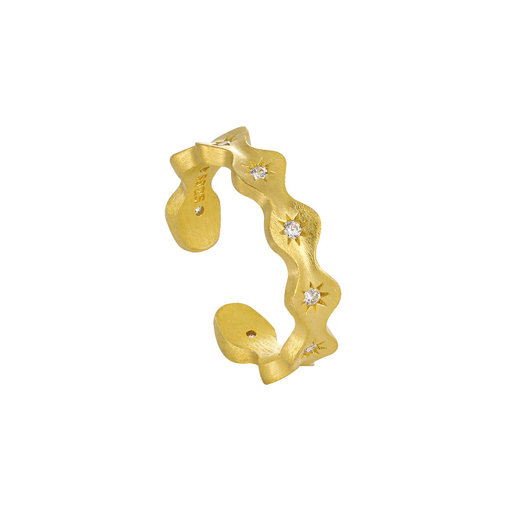 Matte Wavy Stone-Accented Open Ring – image 6