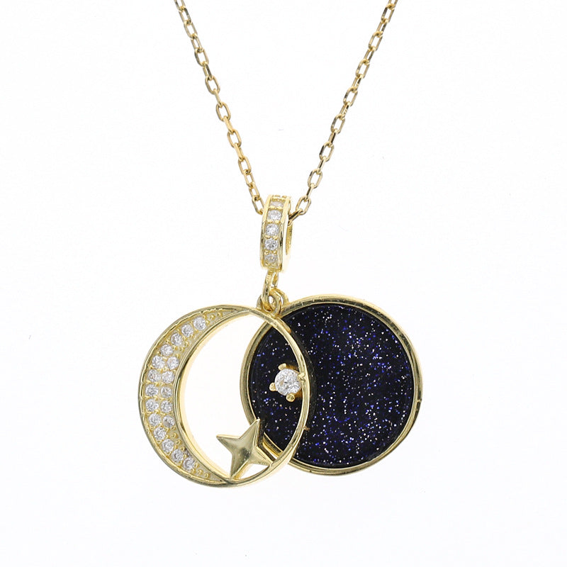 Zircon and Purple Sand Stone Collarbone Necklace