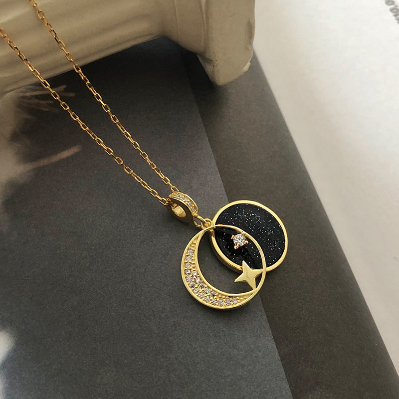 Zircon and Purple Sand Stone Collarbone Necklace – wholesale silver necklaces