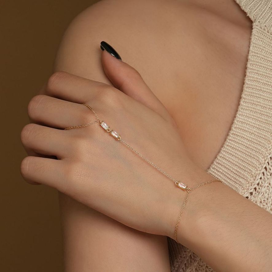 Floral Zircon Hand Chain Bracelet – wholesale silver bracelets