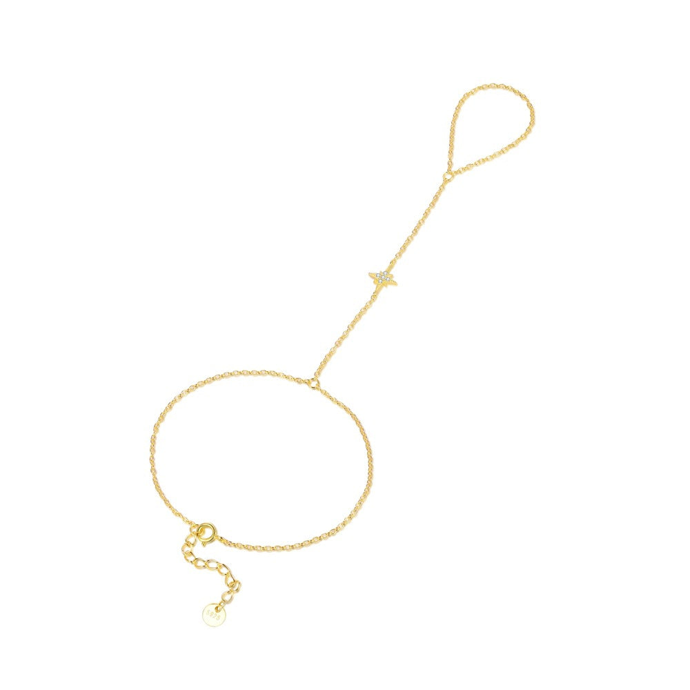 Floral Zircon Hand Chain Bracelet – image 5