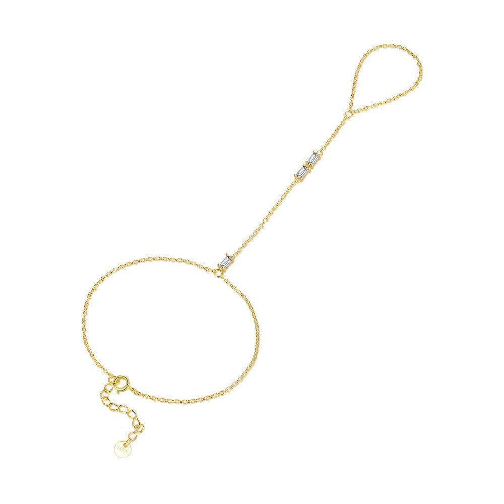 Floral Zircon Hand Chain Bracelet – image 7