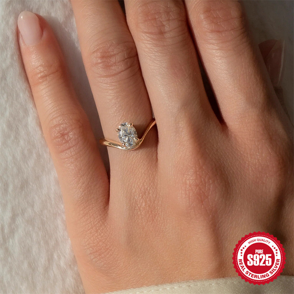 Geometric Line Zircon Engagement Ring – image 11