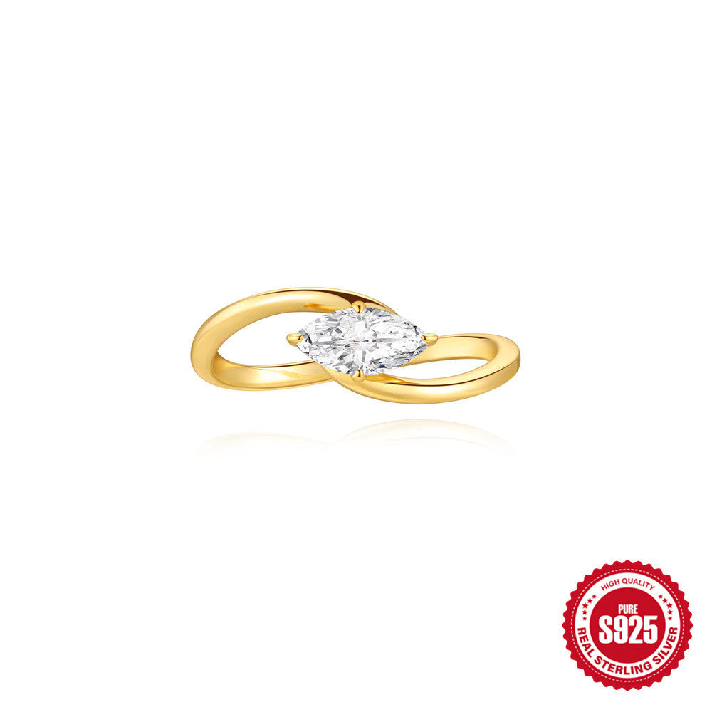 Geometric Line Zircon Engagement Ring – image 13