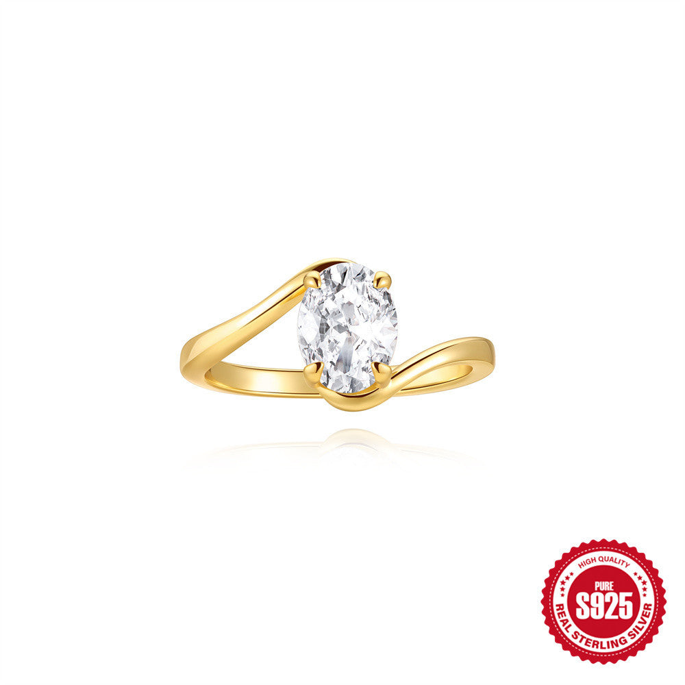 Geometric Line Zircon Engagement Ring – image 14