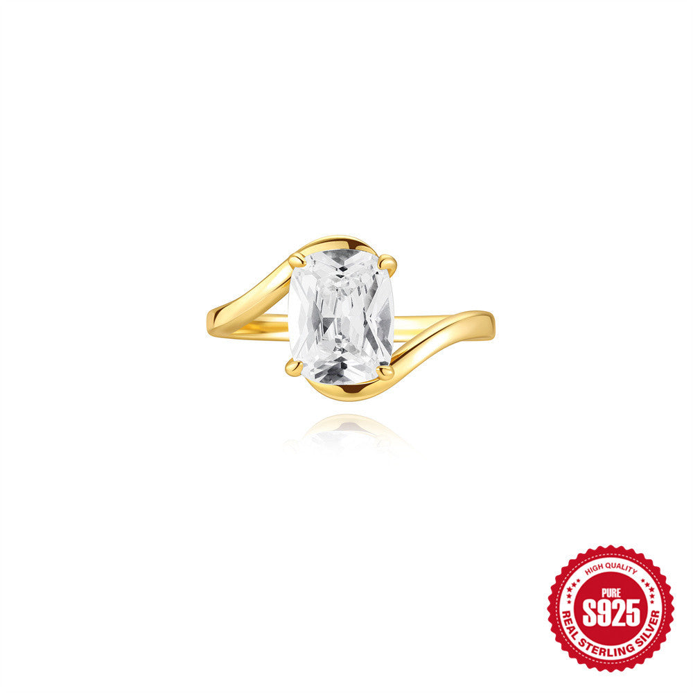Geometric Line Zircon Engagement Ring – image 16