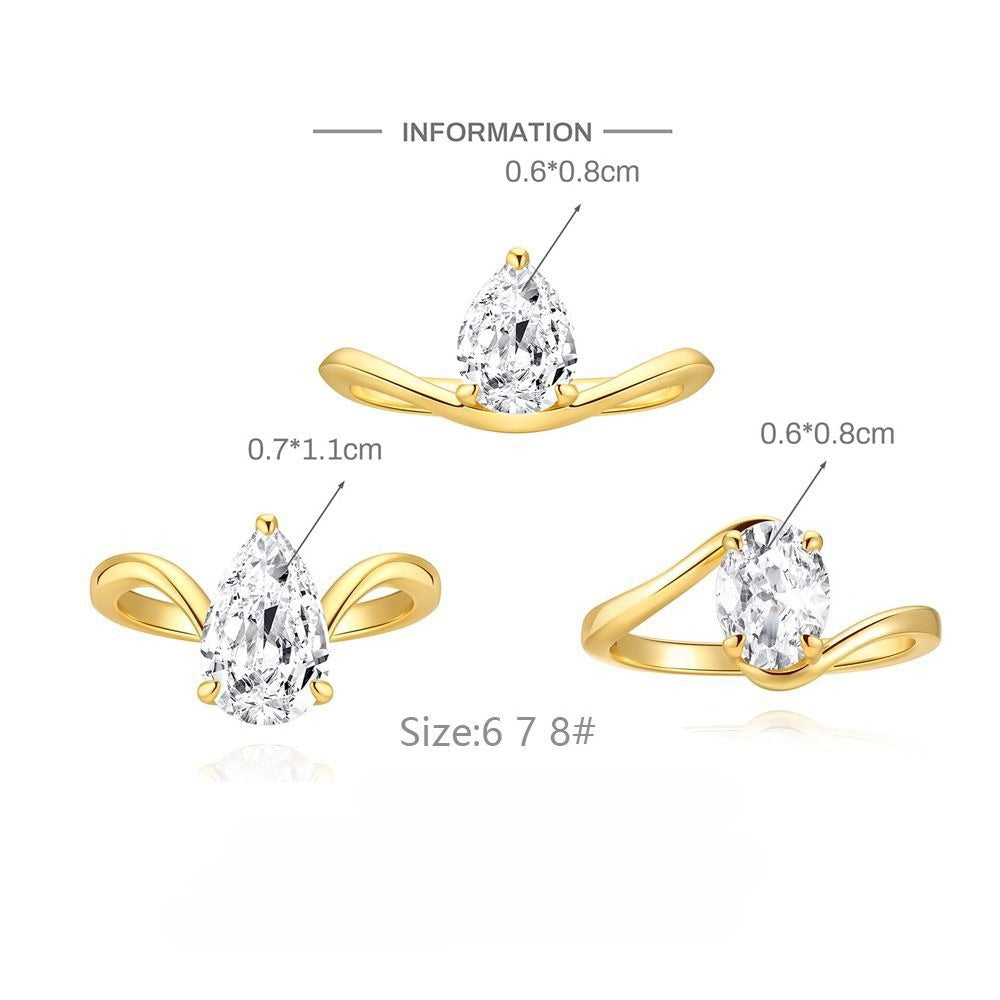 Geometric Line Zircon Engagement Ring – image 4