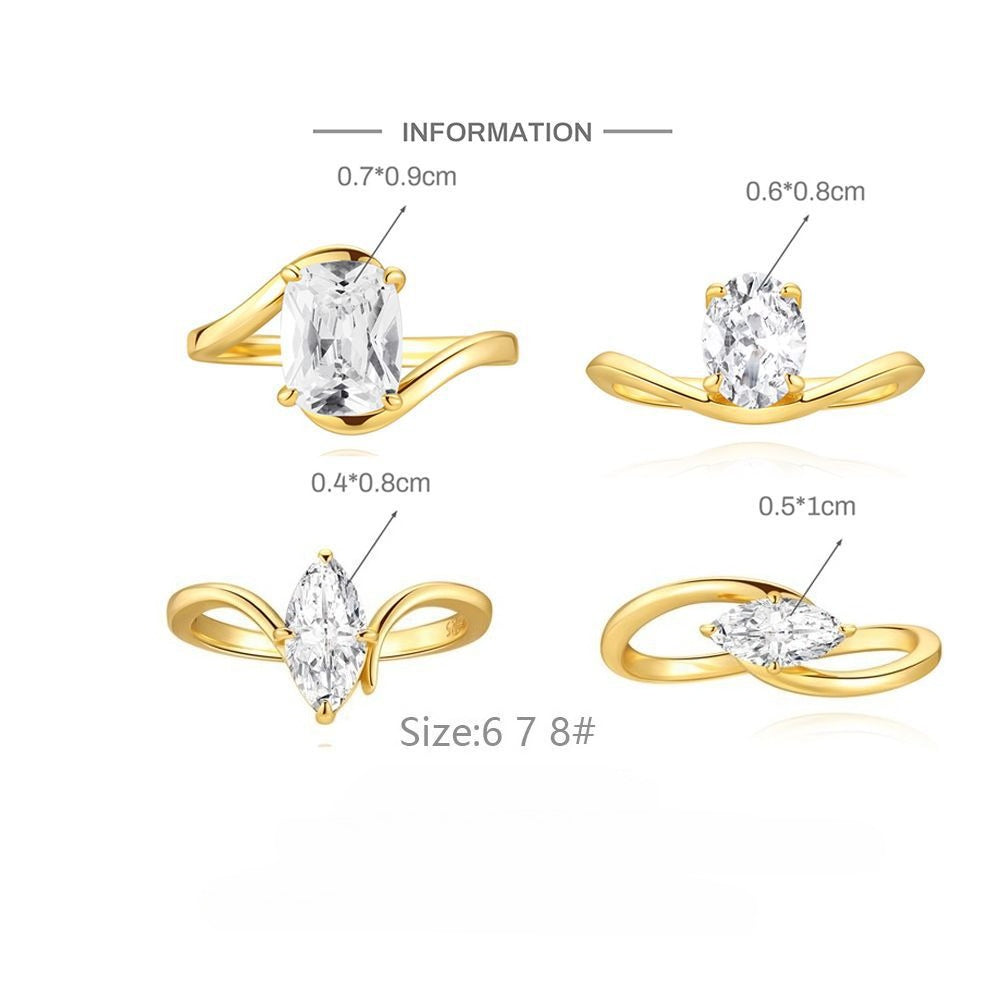 Geometric Line Zircon Engagement Ring – image 5