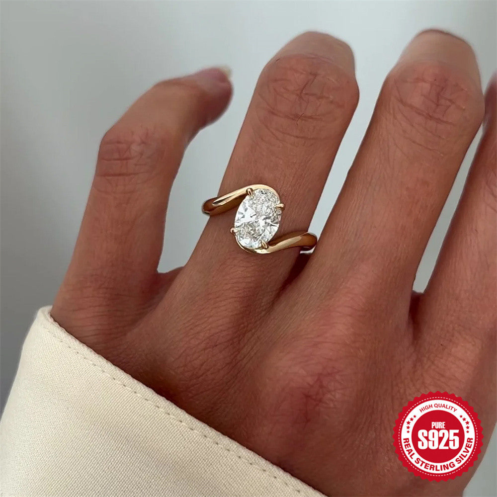 Geometric Line Zircon Engagement Ring – image 9