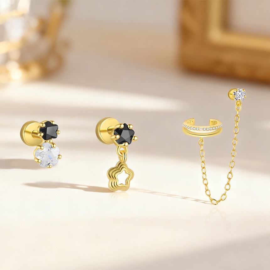 Zircon Five-Pointed Star Earrings